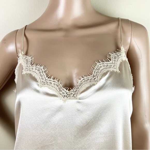 NEW PAIGE BEIGE LACE TRIM SILK CAMISOLE - Picture 3 of 12
